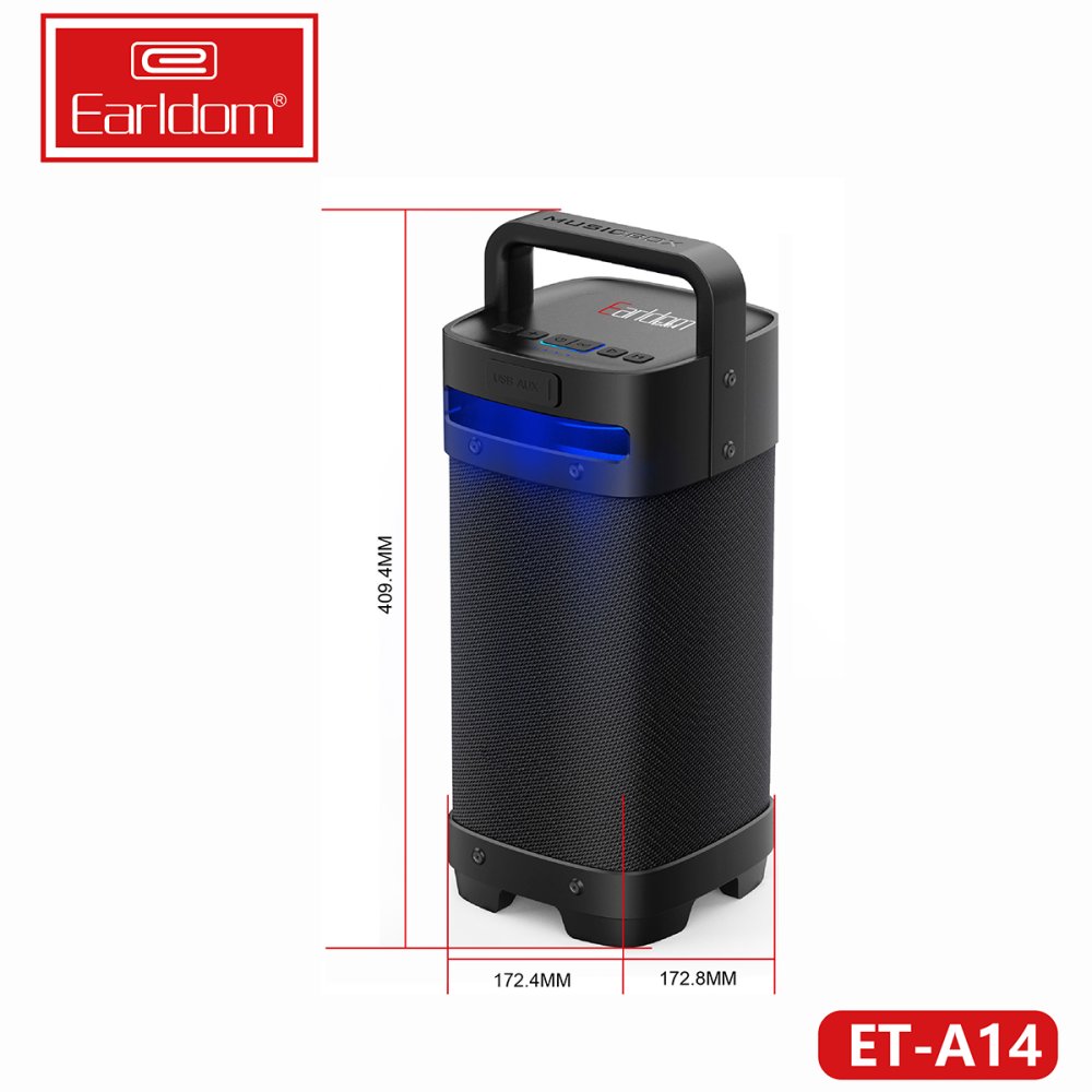 Earldom A14 RGB Işıklı Radyolu Bluetooth Kablosuz Hoparlör - Siyah