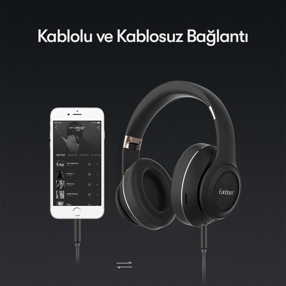 Earldom BH71 Kafaüstü Bluetooth Kulaklık - Siyah