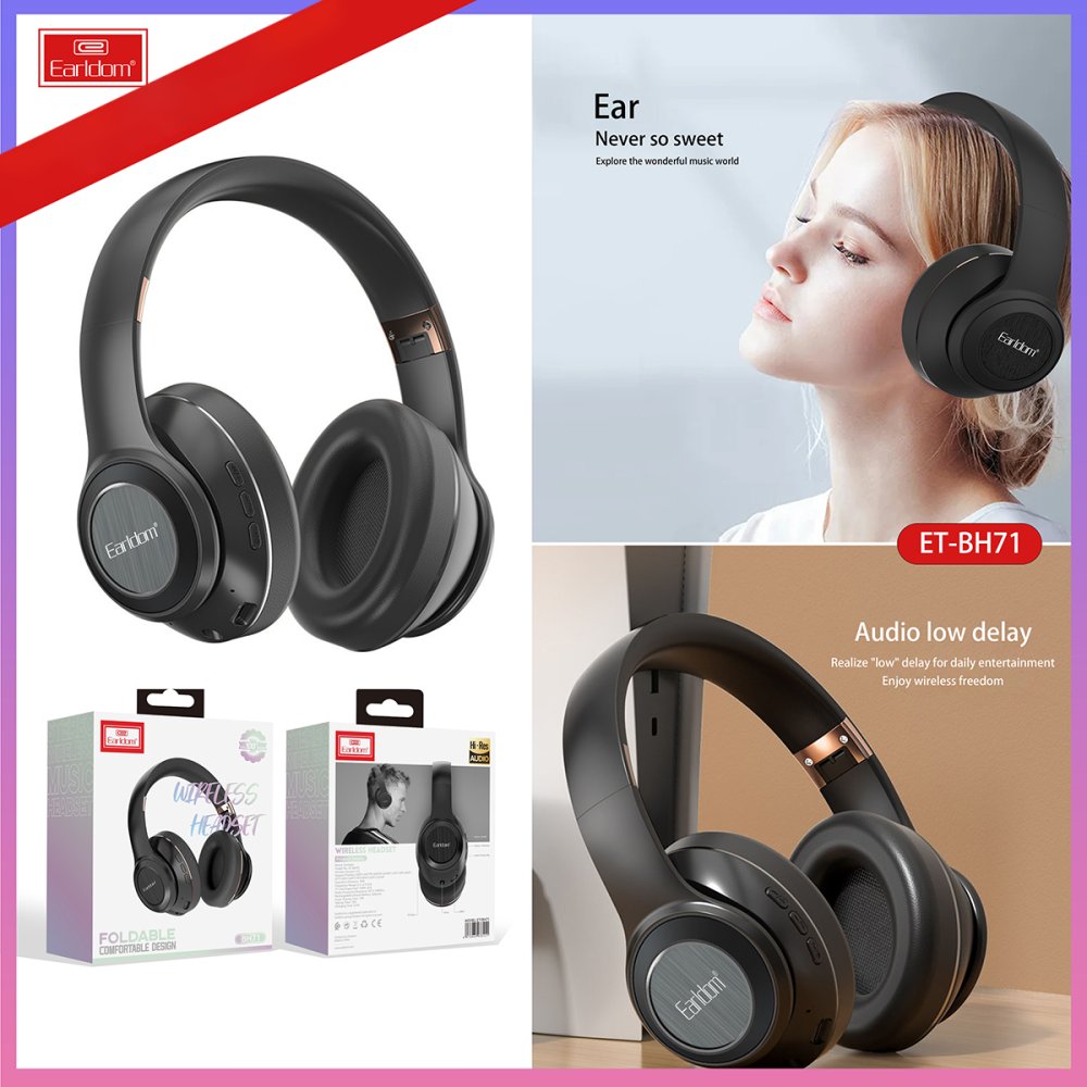 Earldom BH71 Kafaüstü Bluetooth Kulaklık - Siyah