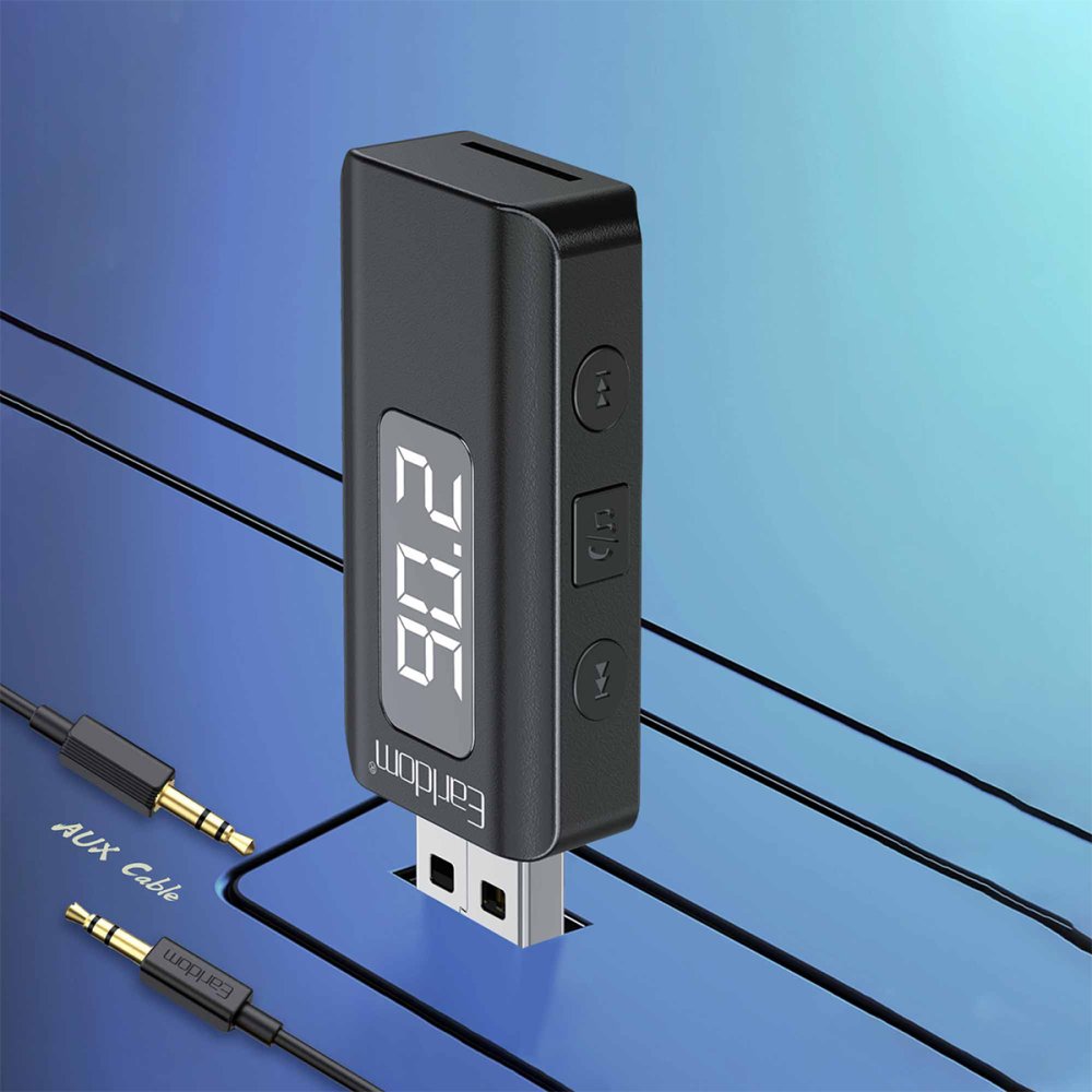 Earldom BR17 BT 5.3 SD Kart ve Aux Çıkışlı Arama Destekli Dijital Ekranlı 2in1 USB FM Transmitter - Siyah