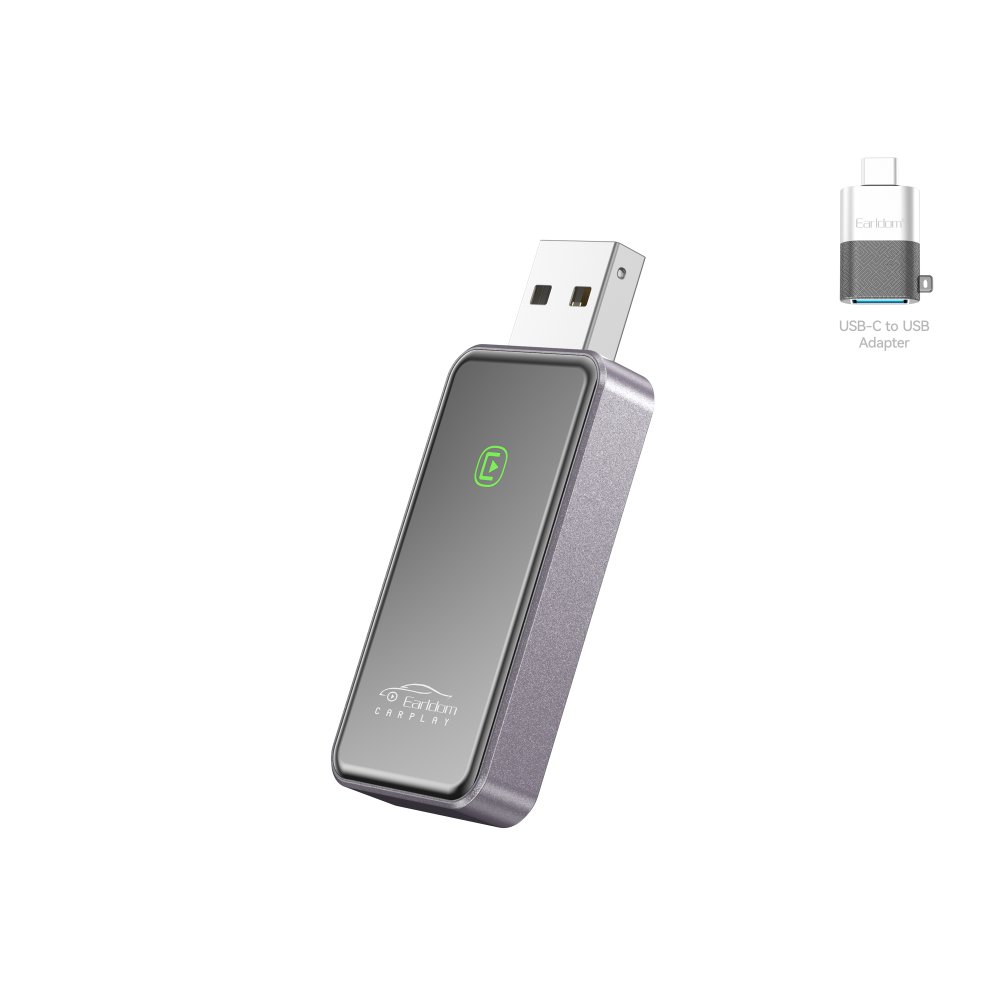 Earldom CP02 Ekstra Type-C Dönüştürücülü USB CarPlay - Siyah