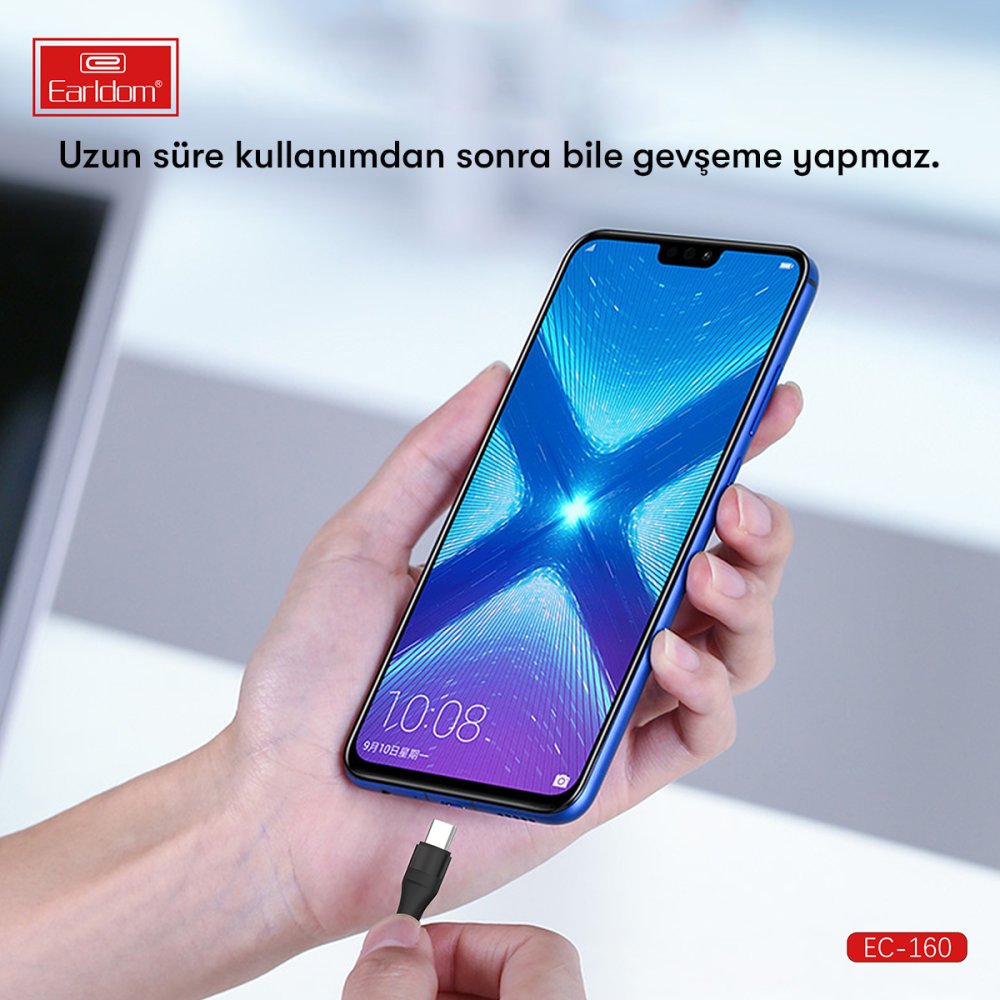 Earldom EC-160i 2.4A Lightning 1M Hızlı Şarj Kablosu - Siyah