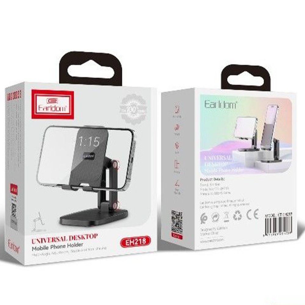 Earldom EH218 Ayarlanabilir Katlanabilir Masaüstü Telefon ve Mini Tablet Tutucu - Siyah
