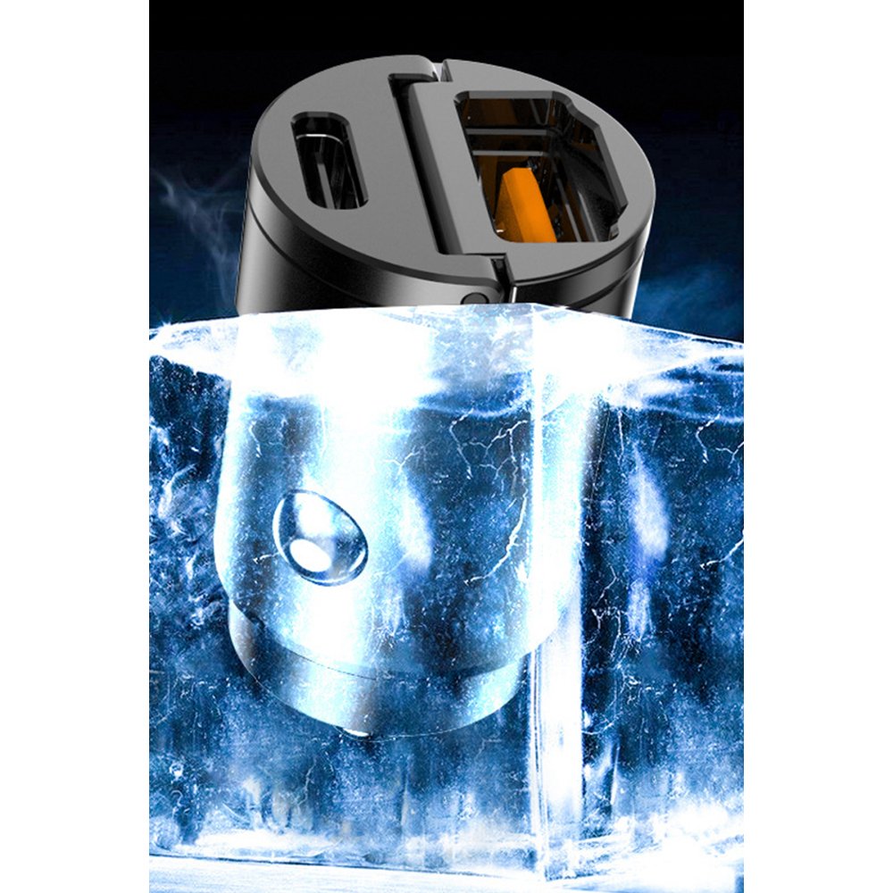 Earldom ES-CC3 1 Adet 18W USB 3.0 / 1 Adet 20W Type-C Çıkışlı PD Hızlı Araç Şarj - Siyah