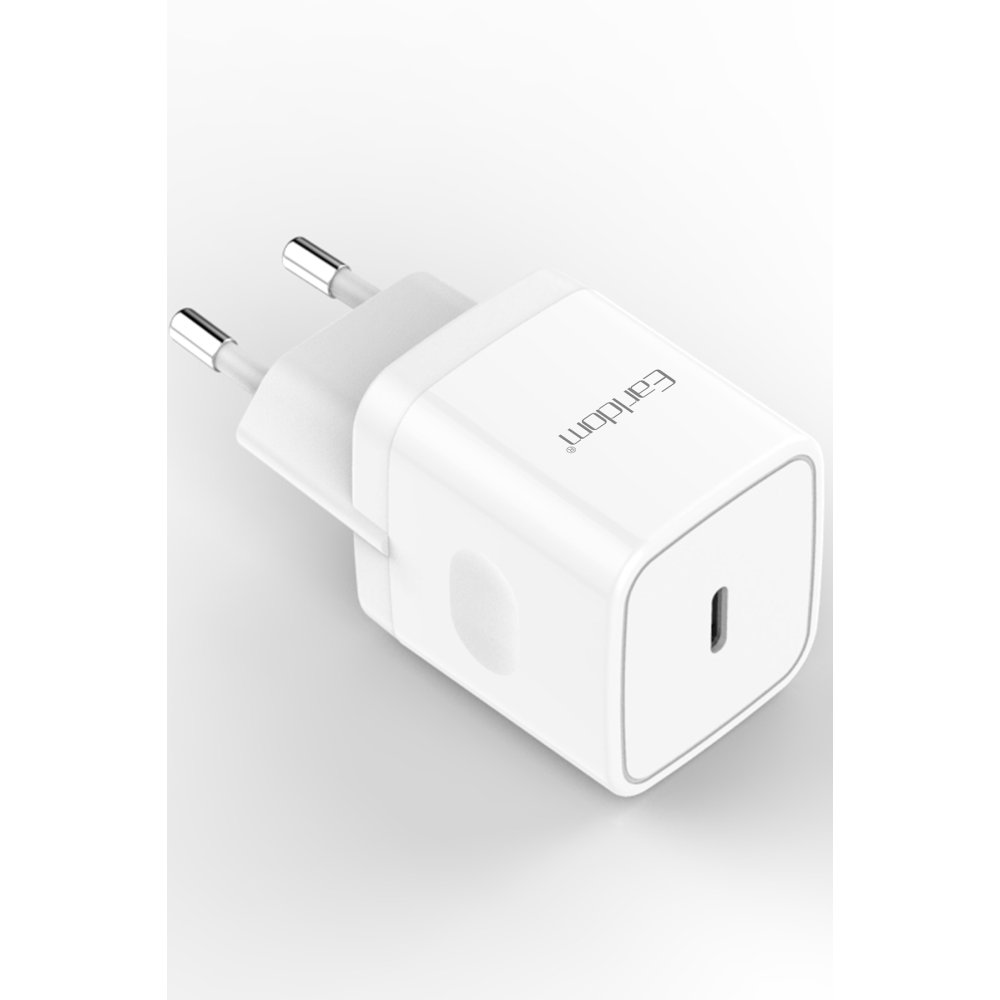 Earldom EU30i 20W Type-C Çıkışlı ve Type-C to Lightning Kablolu PD Hızlı Şarj Cihazı - Beyaz