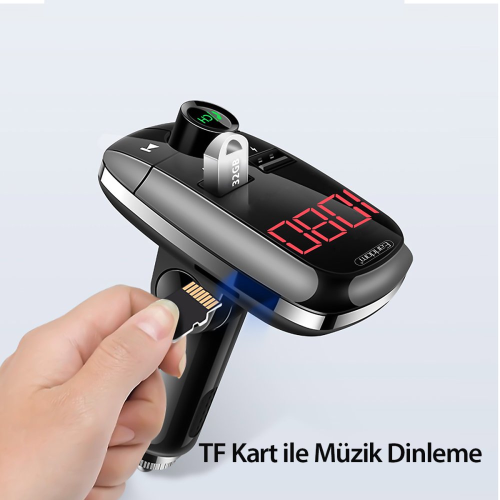 Earldom M55 Bluetooth USB3.0 PD Hızlı Şarj Dijital FM Transmitter - Siyah