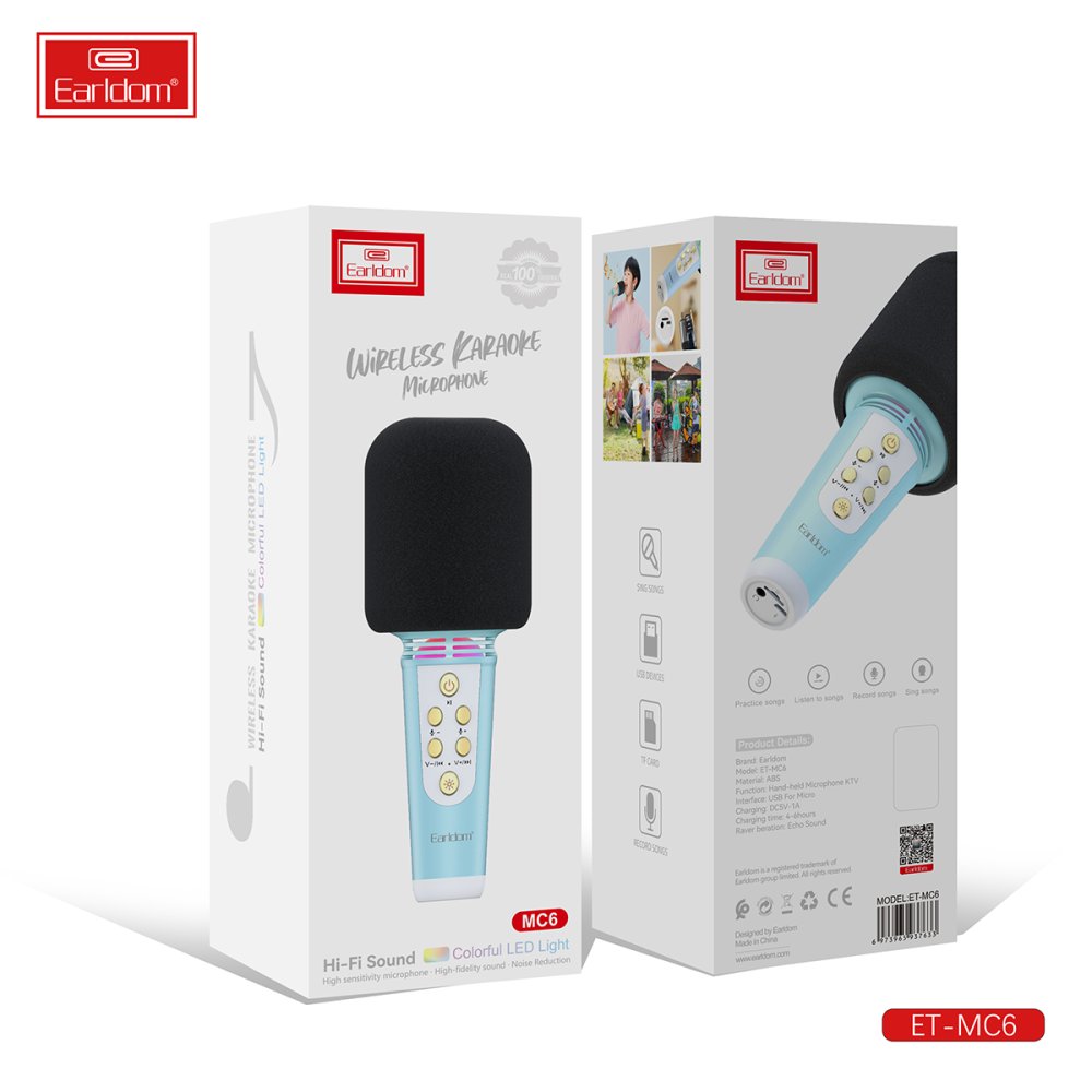 Earldom MC6 Led Işıklı Karaoke Mikrofon - Sarı