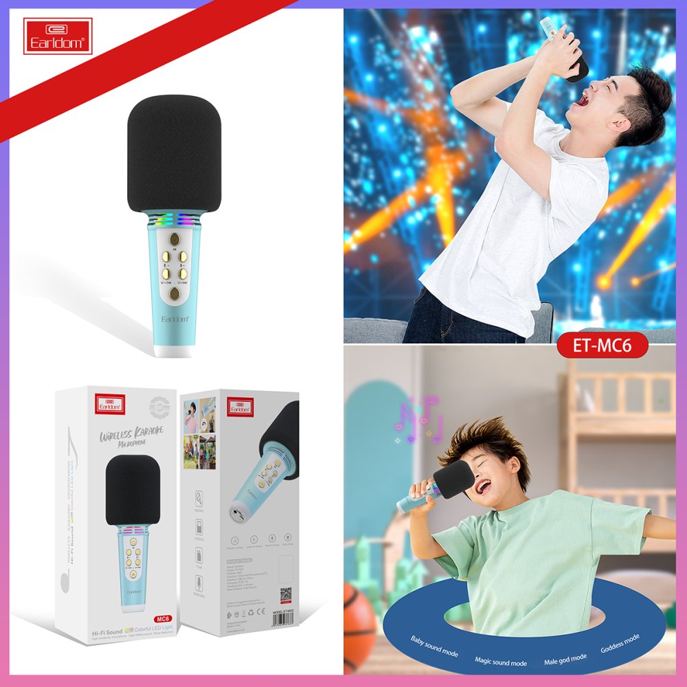 Earldom MC6 Led Işıklı Karaoke Mikrofon - Sarı