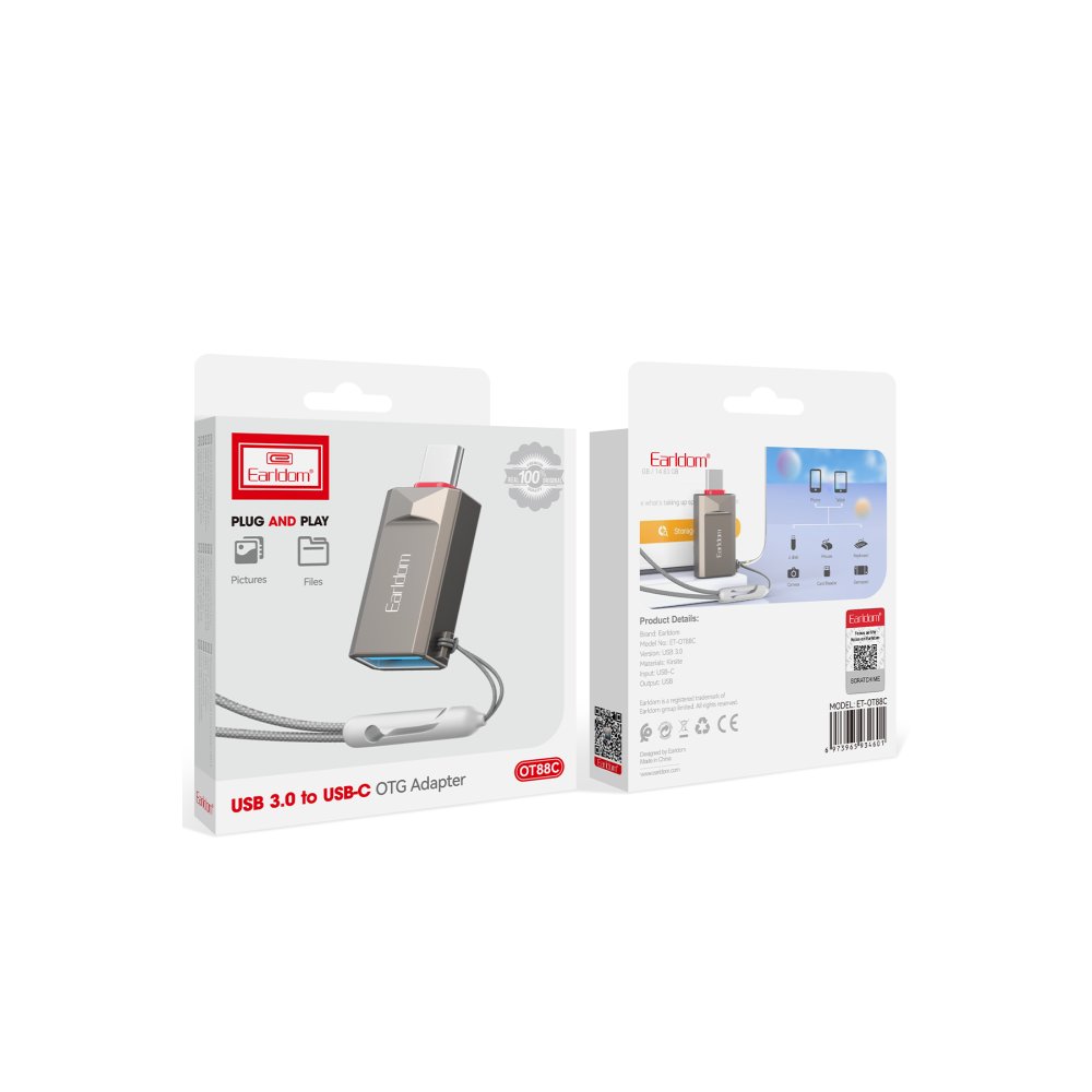 Earldom OT88C Tak Çalıştır Type-C to USB 3.0 Dönüştürücü - Siyah