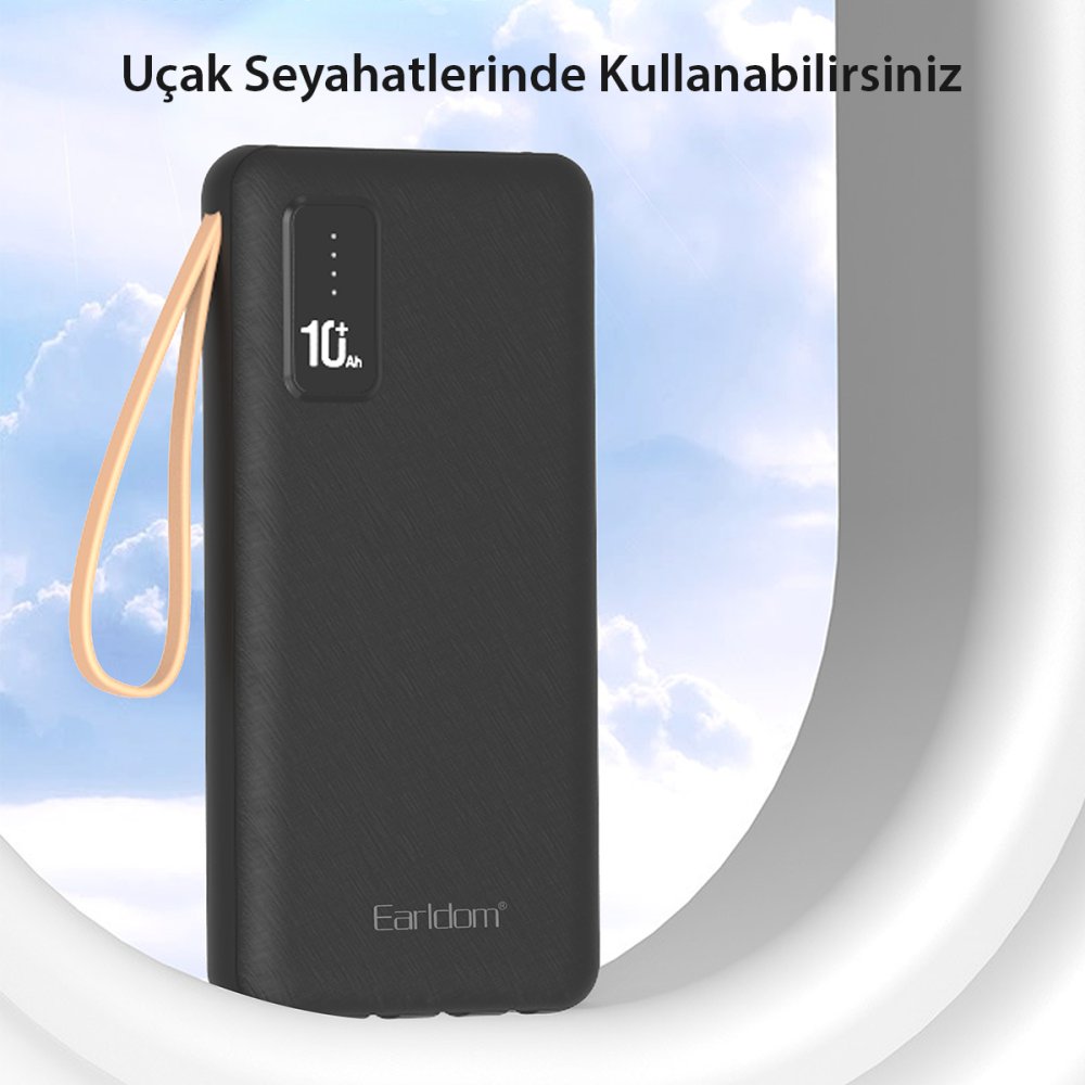 Earldom PB47 10.000 mAh 20W PD Hızlı Şarj Powerbank - Siyah