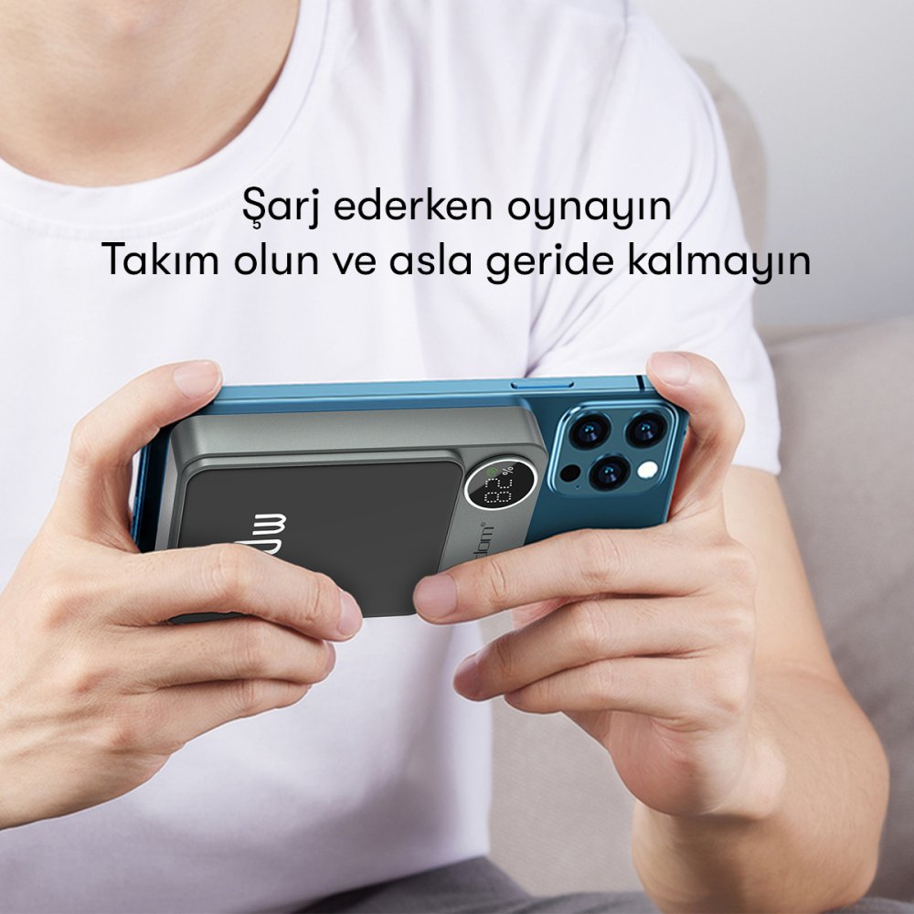 Earldom PD24 10.000 mAh 20W Kablosuz Şarjlı PD Hızlı Şarj Mini Powerbank - Yeşil