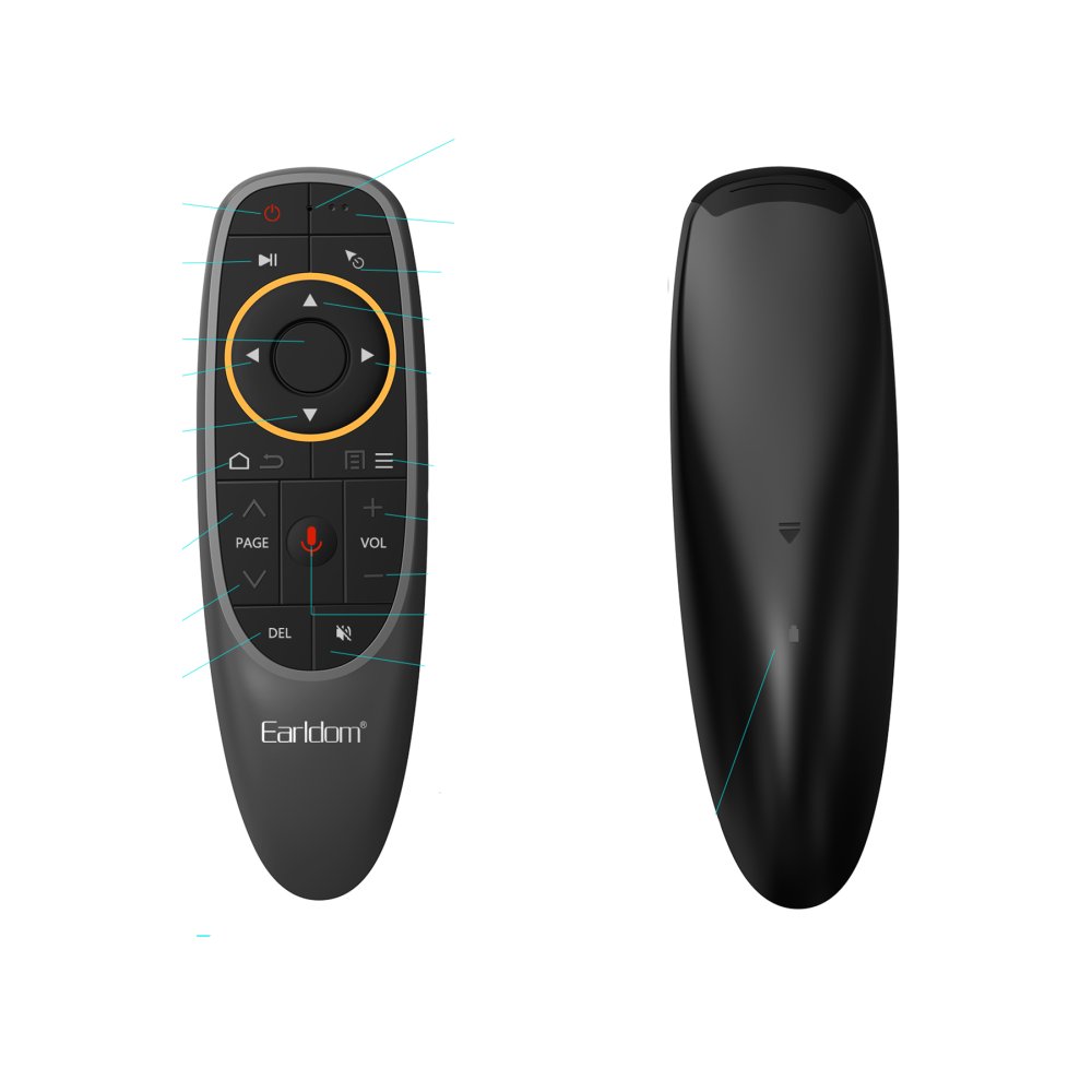 Earldom RM01 Sesli Komut ve Fare Özellikli Kablosuz 2.4G Kumanda - Siyah