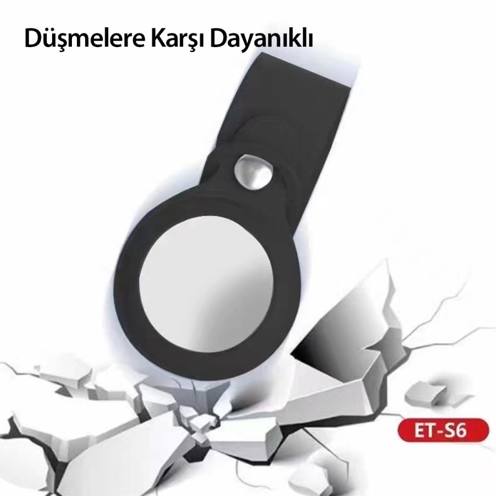 Earldom S6 Kopçalı Silikon Airtag Kılıfı - Siyah