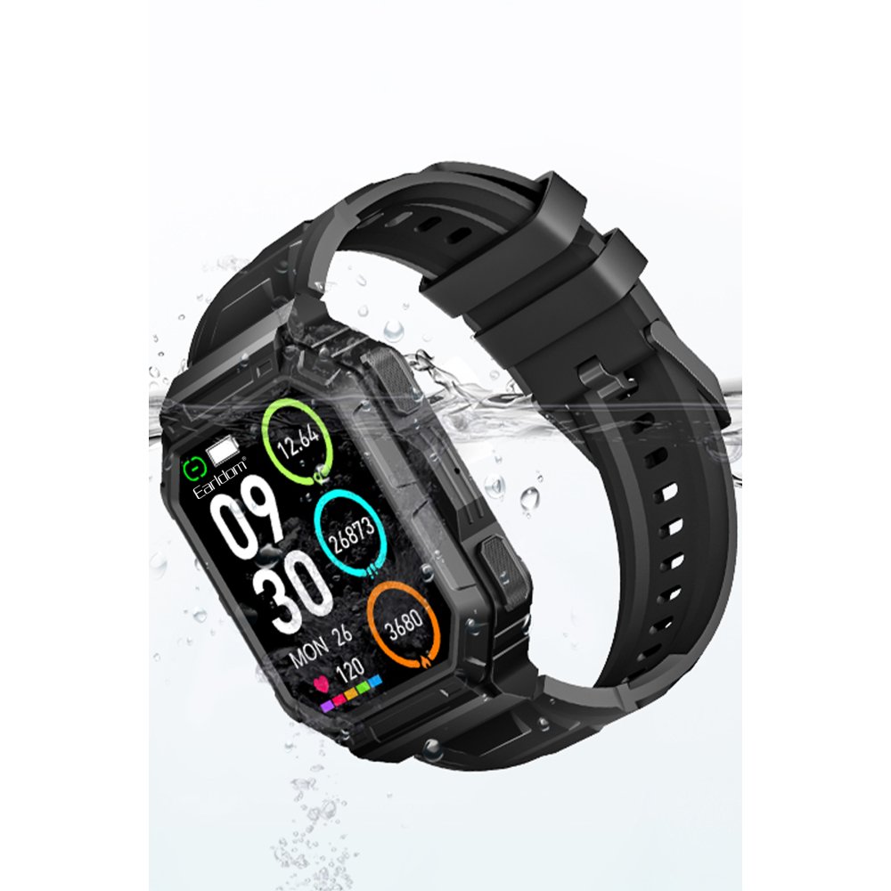 Earldom SW13 2.2 inç Sağlık Takip ve Konuşma Özellikli Akıllı Saat - Siyah