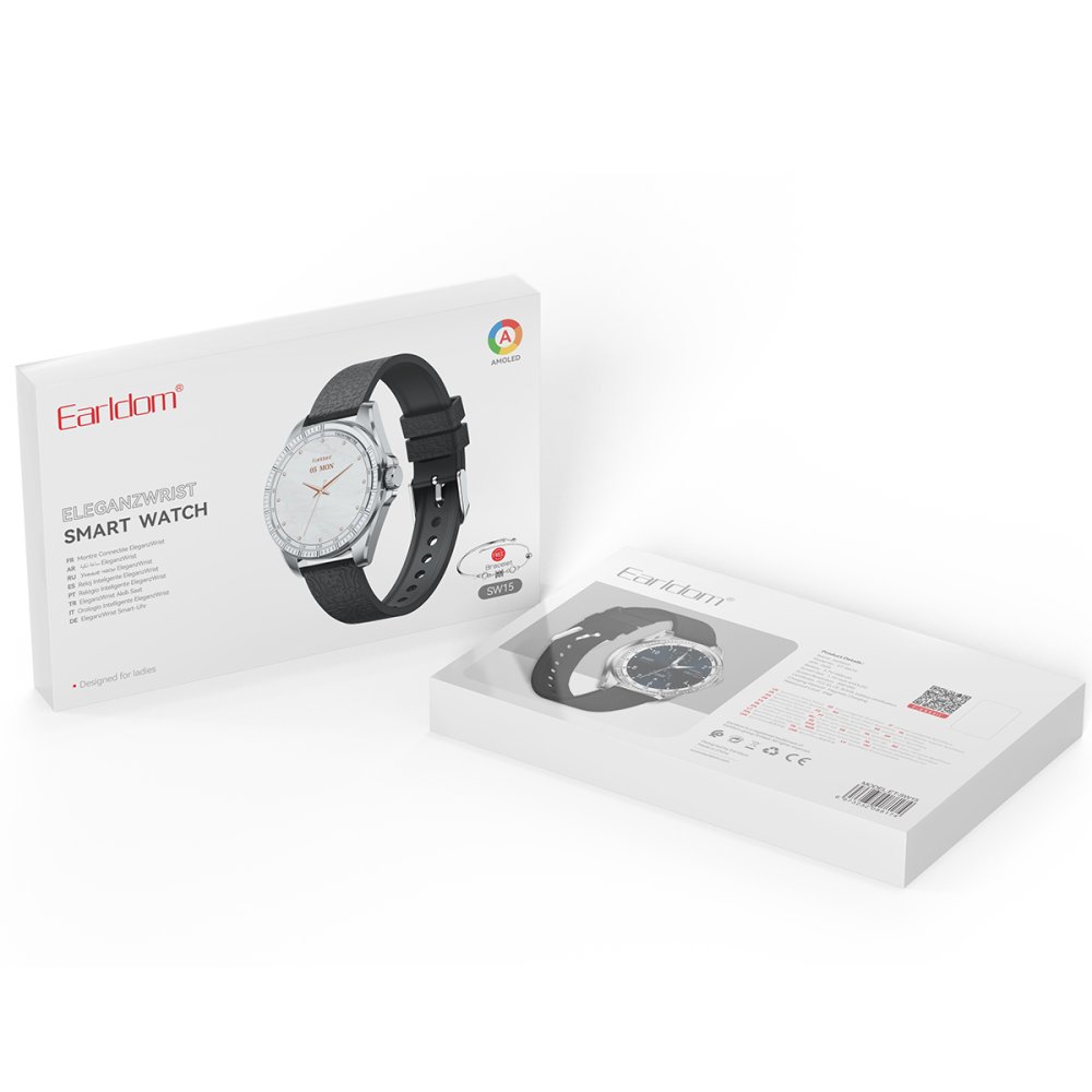 Earldom SW15 1.19 inç Amoled Ekranlı IP68 Su Geçirmez Sağlık Takip Özellikli Akıllı Saat - Siyah
