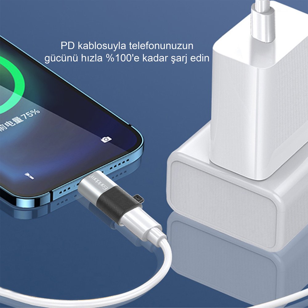 Earldom TC17 Tak Çalıştır Type-C to Lightning Dönüştürücü - Gümüş