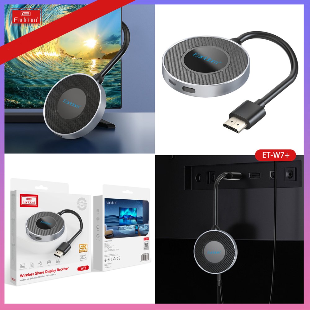 Earldom W7+ 4K Kablosuz Görüntü Aktarıcı - Gümüş