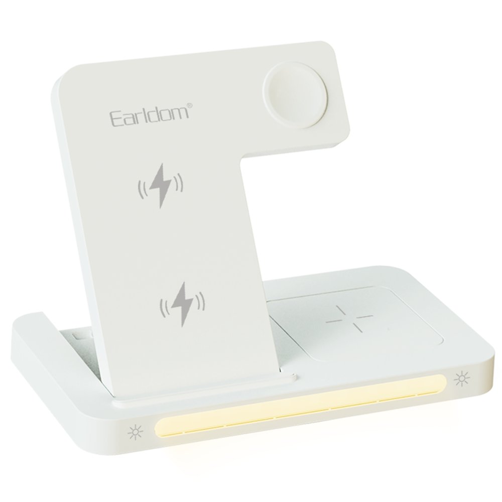 Earldom WC27 3in1 Katlanabilir 15W Kablosuz Şarj Masaüstü Set - Beyaz