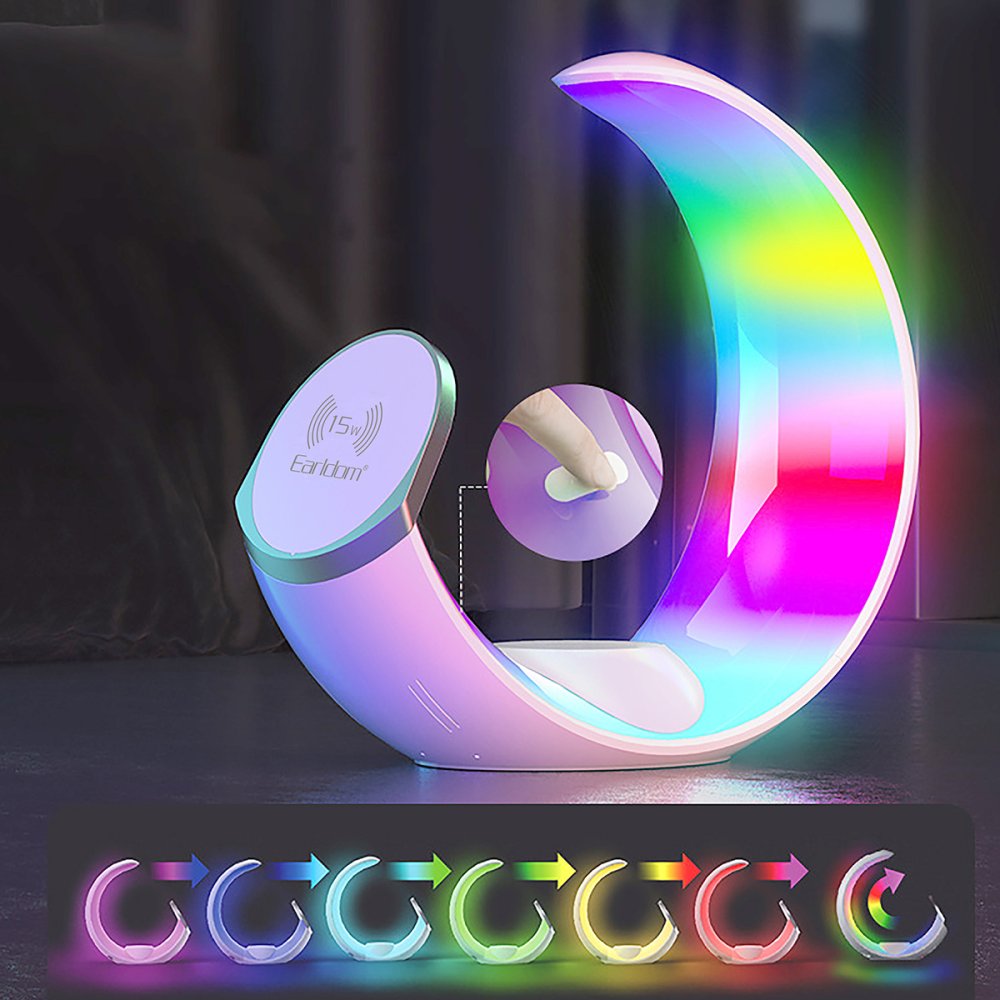 Earldom WC55 4in1 15W Telefon Saat ve Airpods İçin RGB Kablosuz Şarj Standı - Beyaz