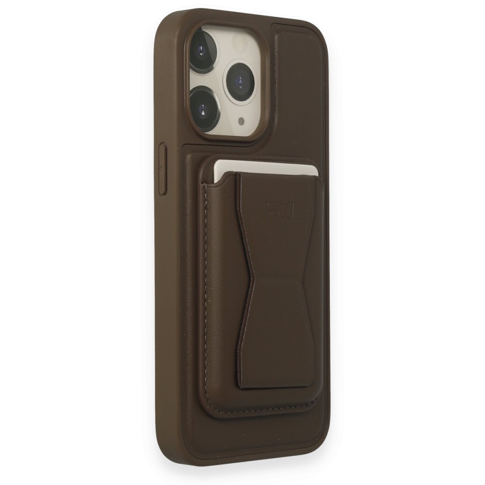 HDD iPhone 14 Pro Max Kılıf HD Deri Luxury Magnet Kartvizitli Kapak - Gri