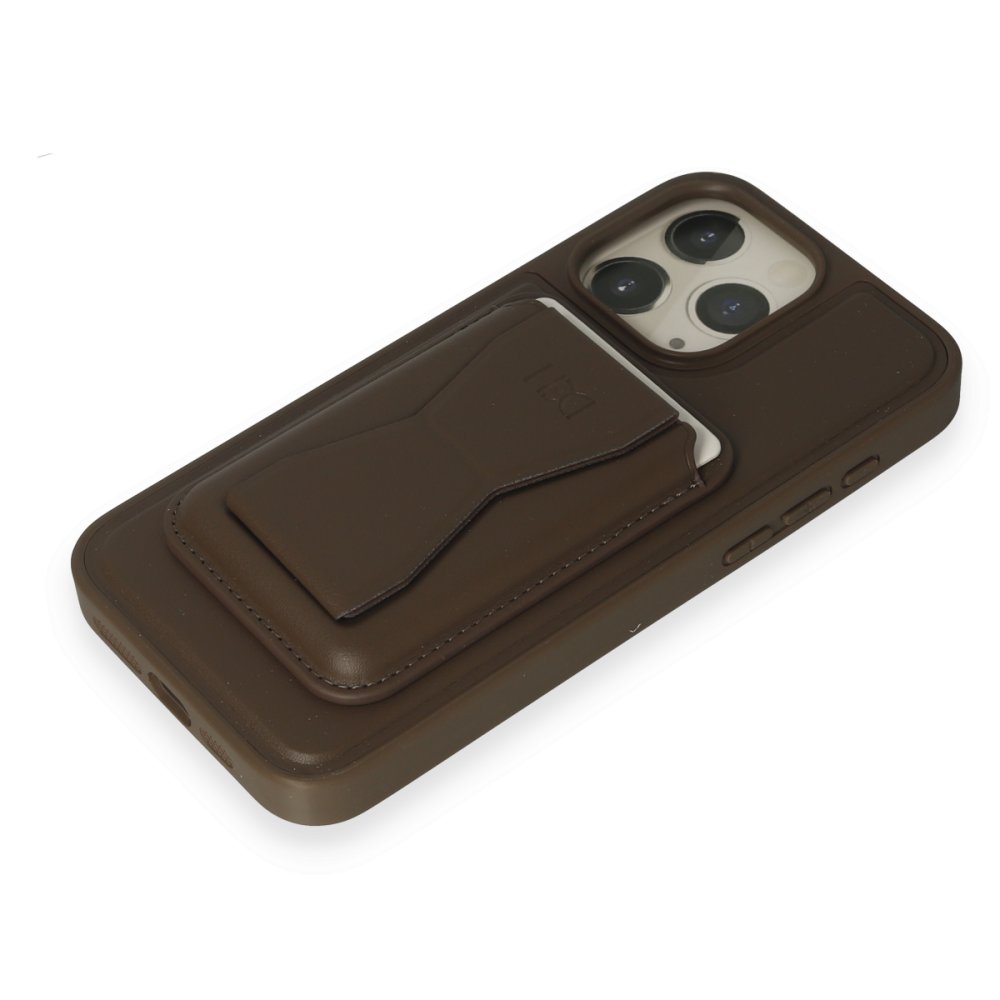 HDD iPhone 14 Pro Max Kılıf HD Deri Luxury Magnet Kartvizitli Kapak - Gri