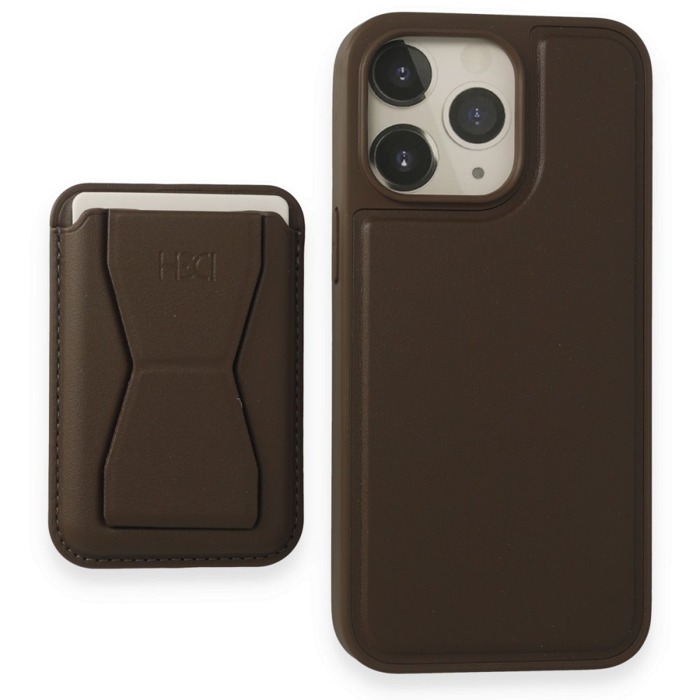 HDD iPhone 14 Pro Max Kılıf HD Deri Luxury Magnet Kartvizitli Kapak - Gri