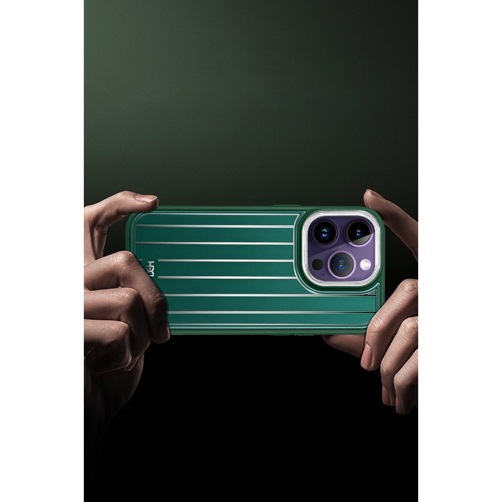HDD iPhone 15 Pro Kılıf HBC-190 Kolaj Kapak - Koyu Yeşil