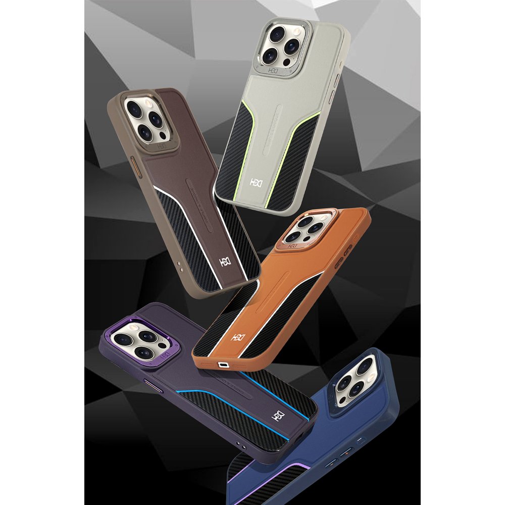 HDD iPhone 15 Pro Max HBC-264 Lambor Karbon Fiber Sport Kapak - Derin Mor