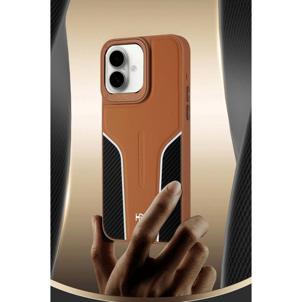 HDD iPhone 16 HBC-264 Lambor Karbon Fiber Sport Kapak - Derin Mor
