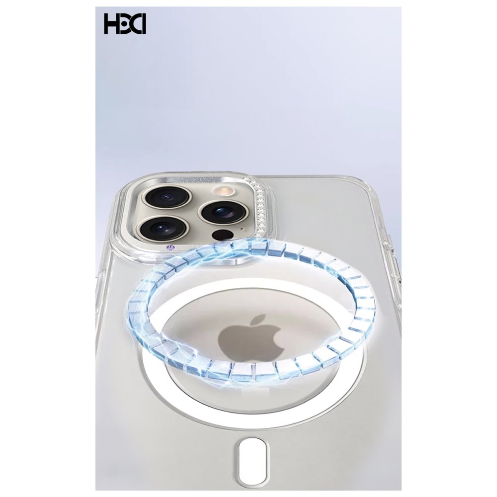 HDD iPhone 16 Pro Max HBC-273 PC 2.0 Diamond Şeffaf Magsafe Kapak - Şeffaf