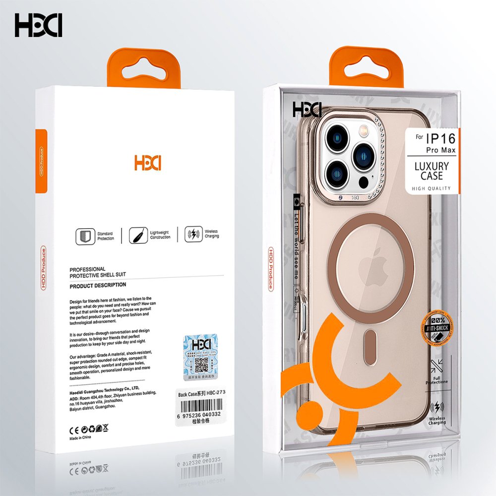 HDD iPhone 16 Pro Max HBC-273 PC 2.0 Diamond Şeffaf Magsafe Kapak - Şeffaf