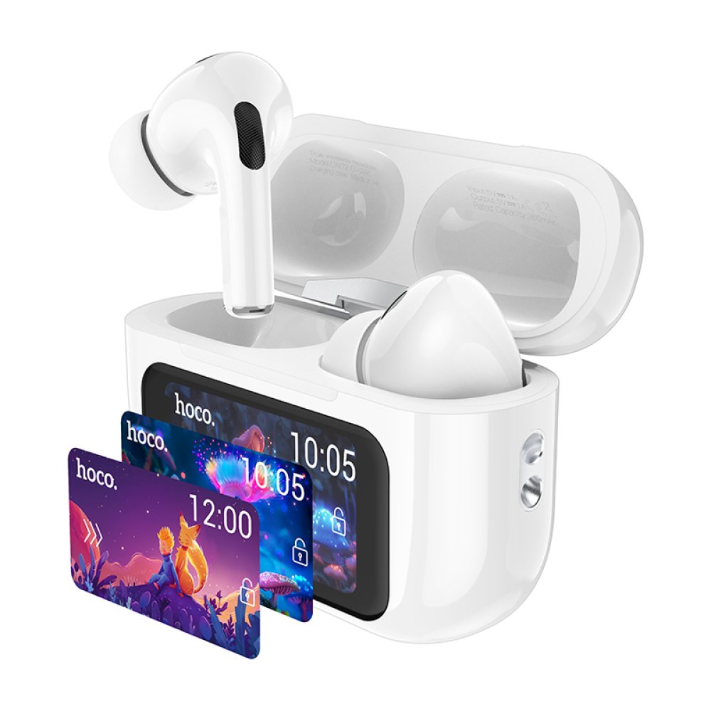 Hoco EW72 BT 5.4 Aktif Gürültü Engelleyici Özellikli Dijital Dokunmatik Ekranlı Airpods Bluetooth Kulaklık - Beyaz