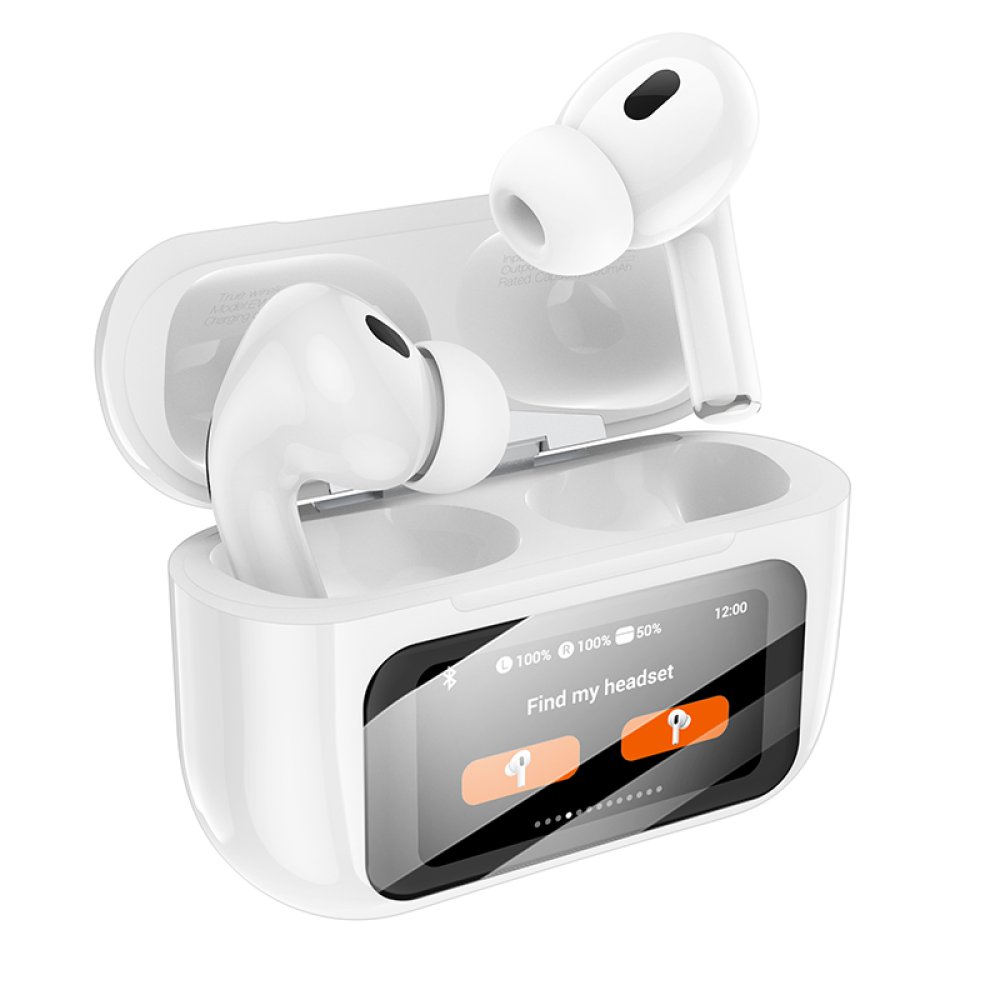 Hoco EW72 BT 5.4 Aktif Gürültü Engelleyici Özellikli Dijital Dokunmatik Ekranlı Airpods Bluetooth Kulaklık - Beyaz