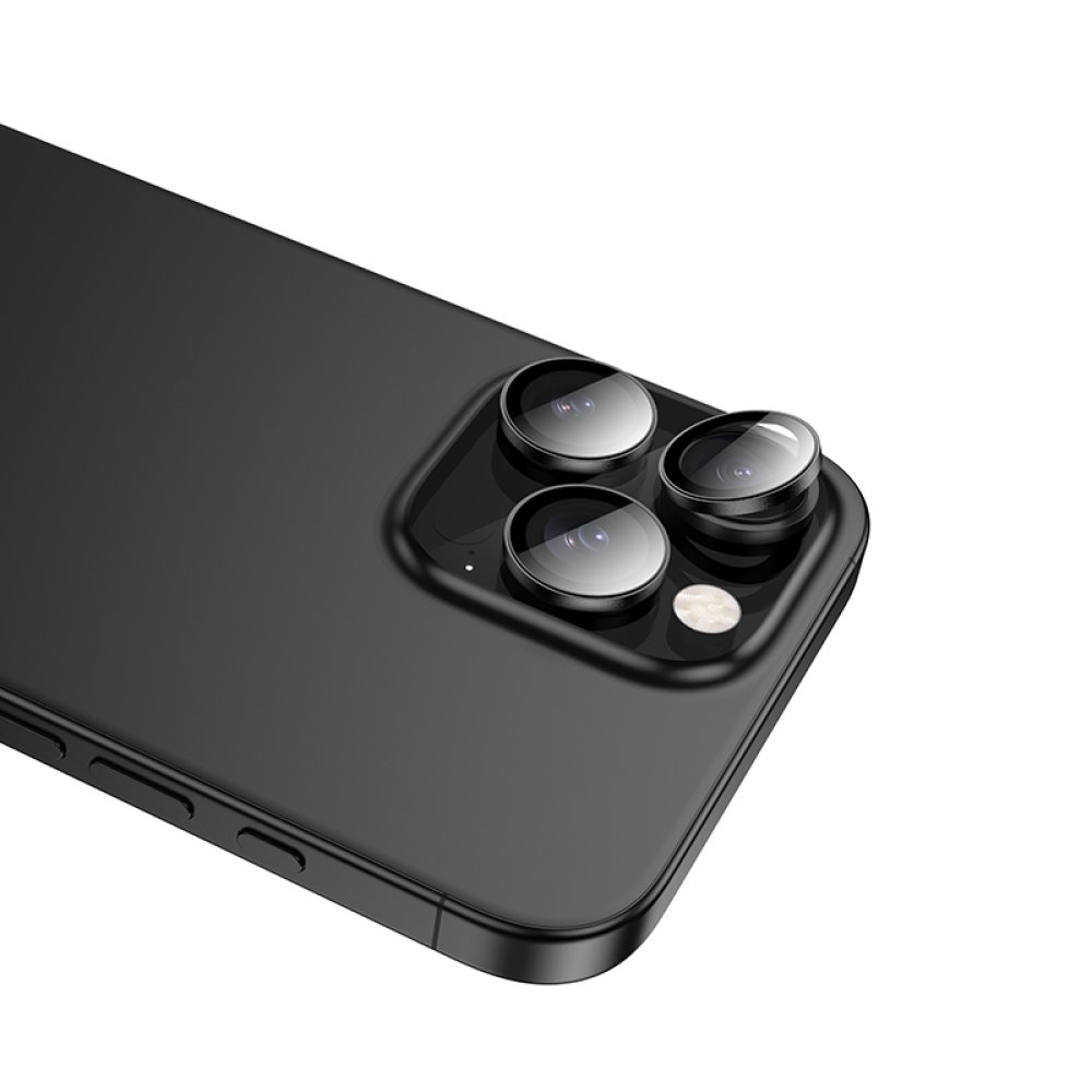 Hoco iPhone 16 Pro 3D Metal Frame Kamera Lens - Siyah