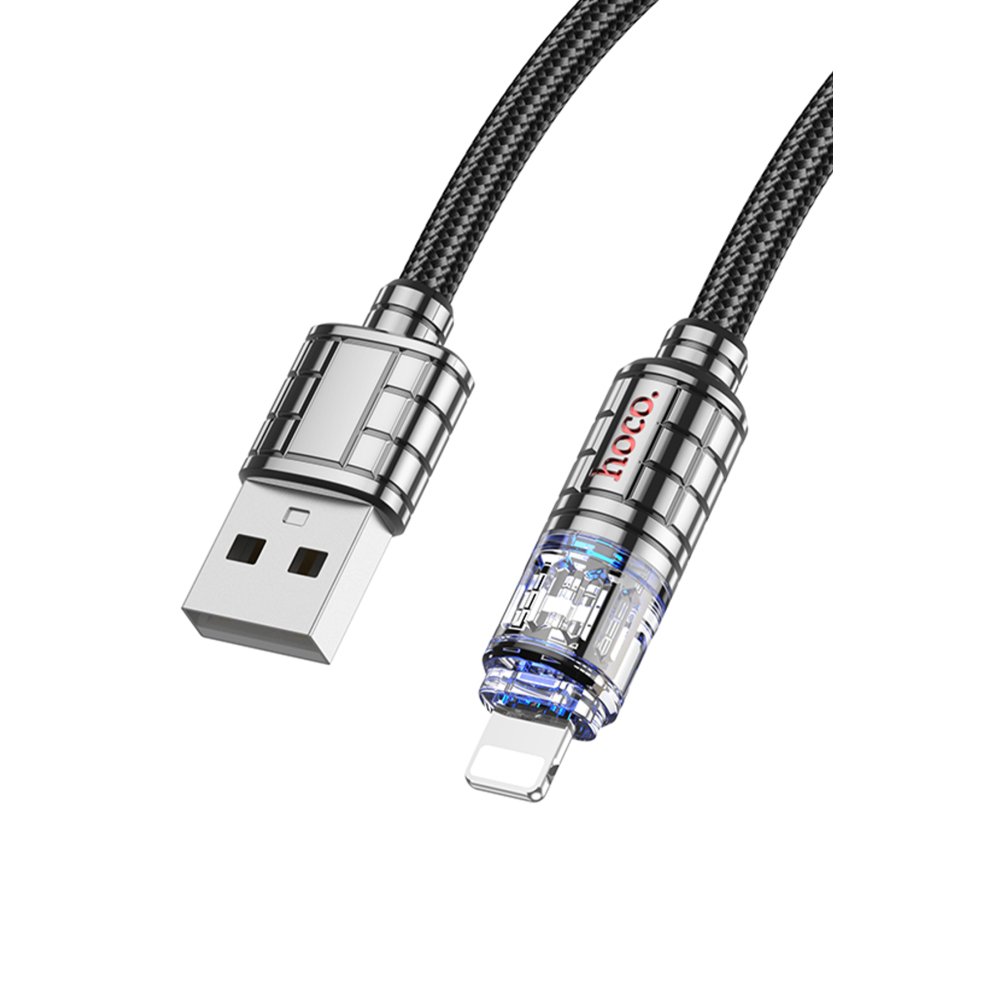 Hoco U122 1.2M Lantern USB to Lightning Şarj Data Kablosu - Siyah