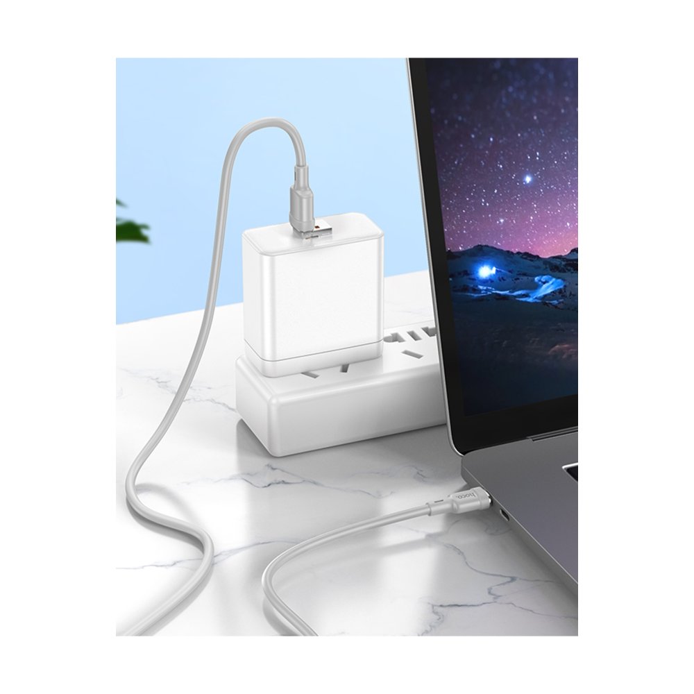 Hoco U131 1.2M 2in1 USB ve Type-C to Type-C Şarj Data Kablosu - Gri