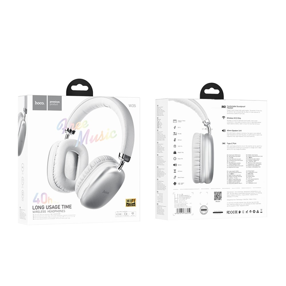 Hoco W35 Kablosuz Bluetooth Kafaüstü Kulaklık - Siyah