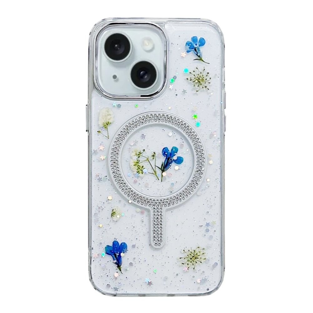 Newface iPhone 13 Flower Magsafe Kapak - Mavi