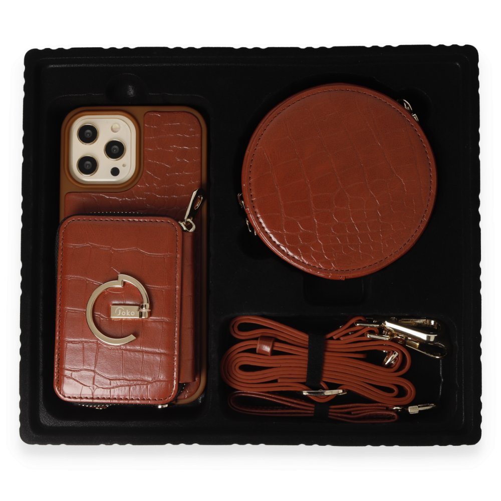 Joko iPhone 14 Pro Kılıf Ermes Kapak - Kahverengi