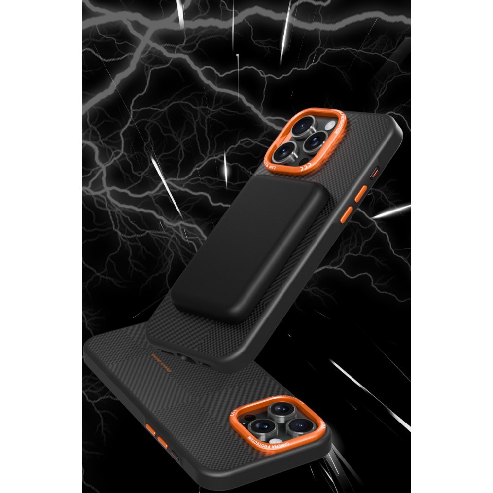Joko iPhone 14 Pro Max Orange Karbon Magsafe Kapak - Gri