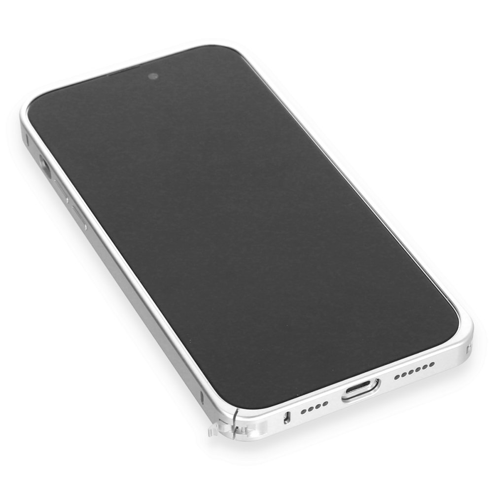 Joko iPhone 15 Pro Max Metal Bumper Mat Kapak - Gümüş