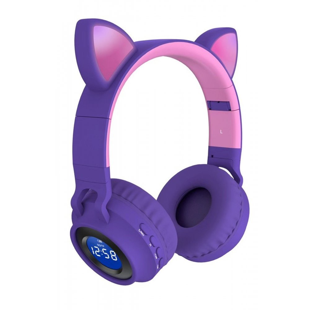 Karler Bass JR028 RGB Işıklı Kablosuz Kedi Kulaklık - Mor