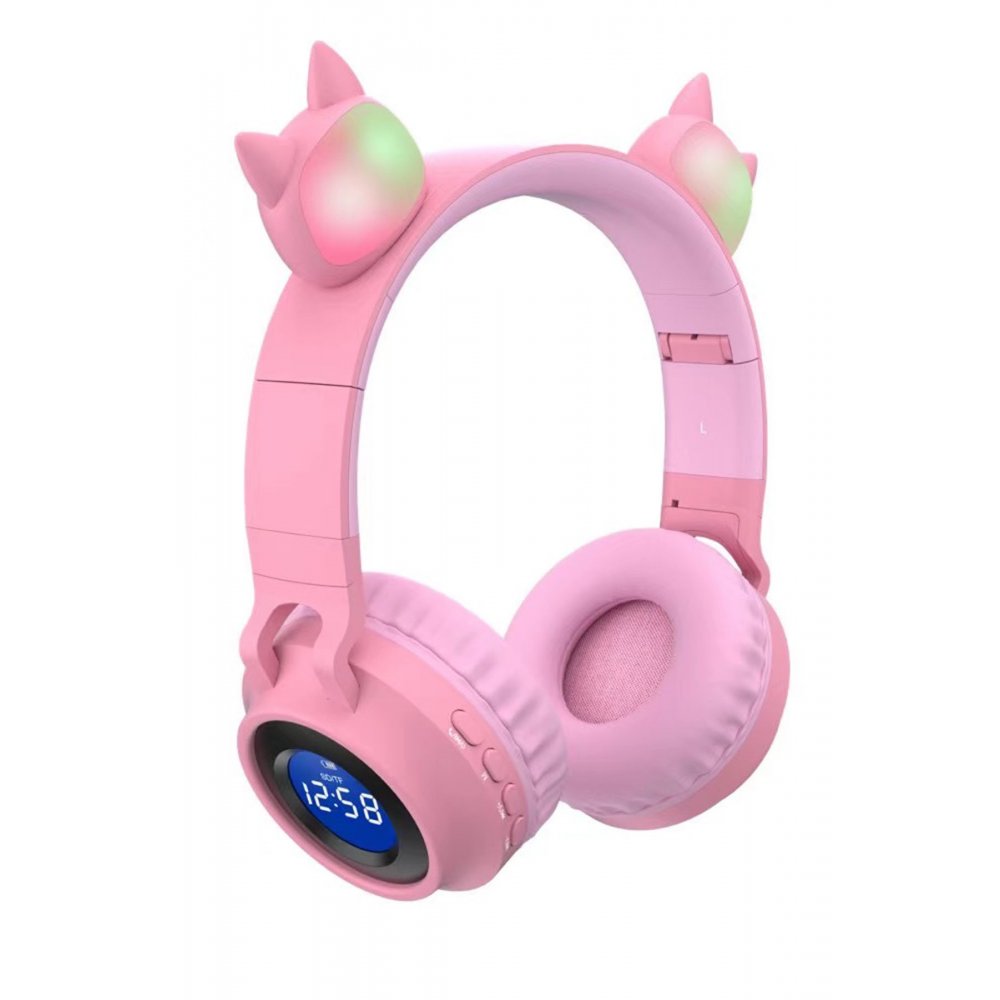 Karler Bass JR028C RGB Işıklı Kablosuz Kedi Kulaklık - Pembe