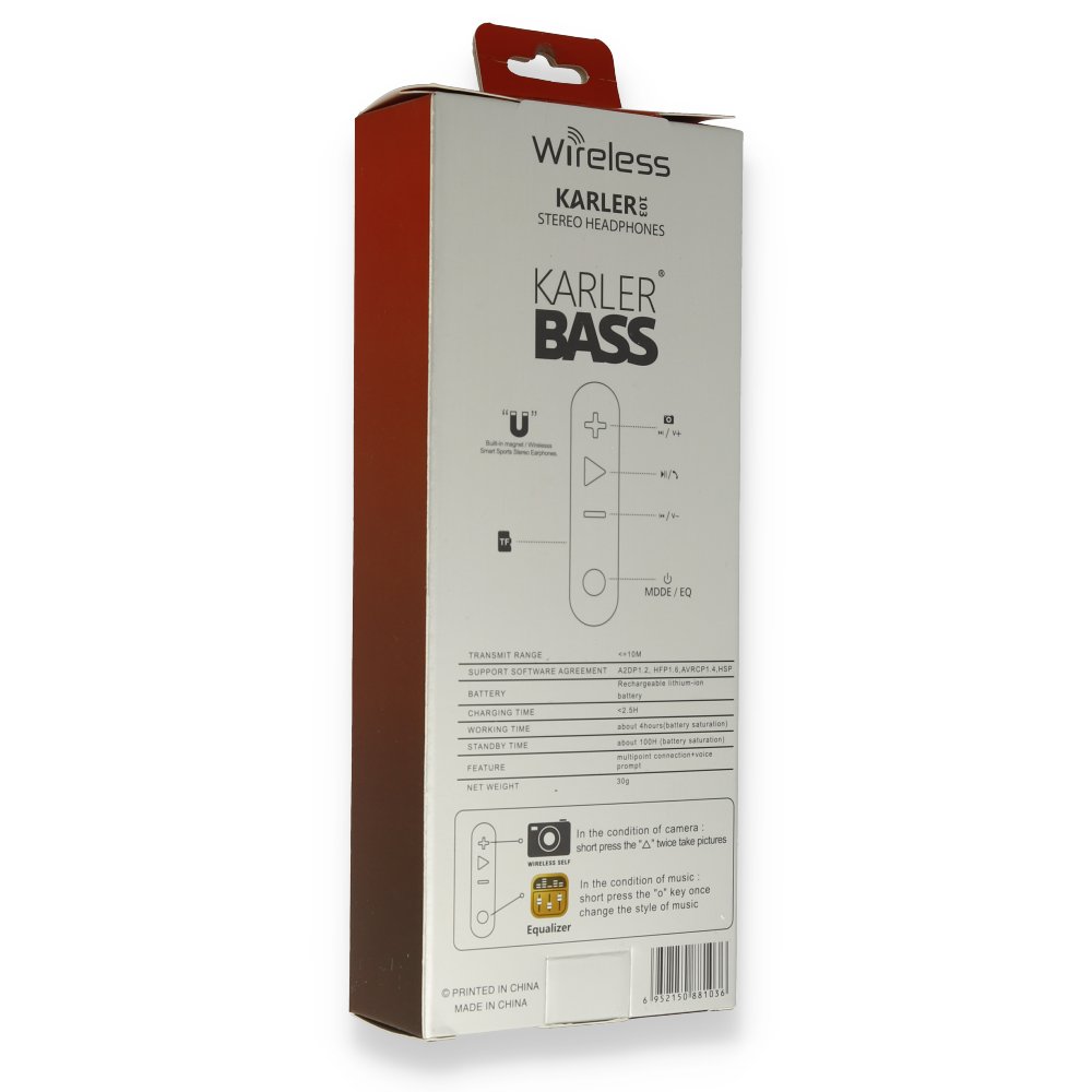 Karler Bass KR103 Kablosuz Kulaklık - Kırmızı