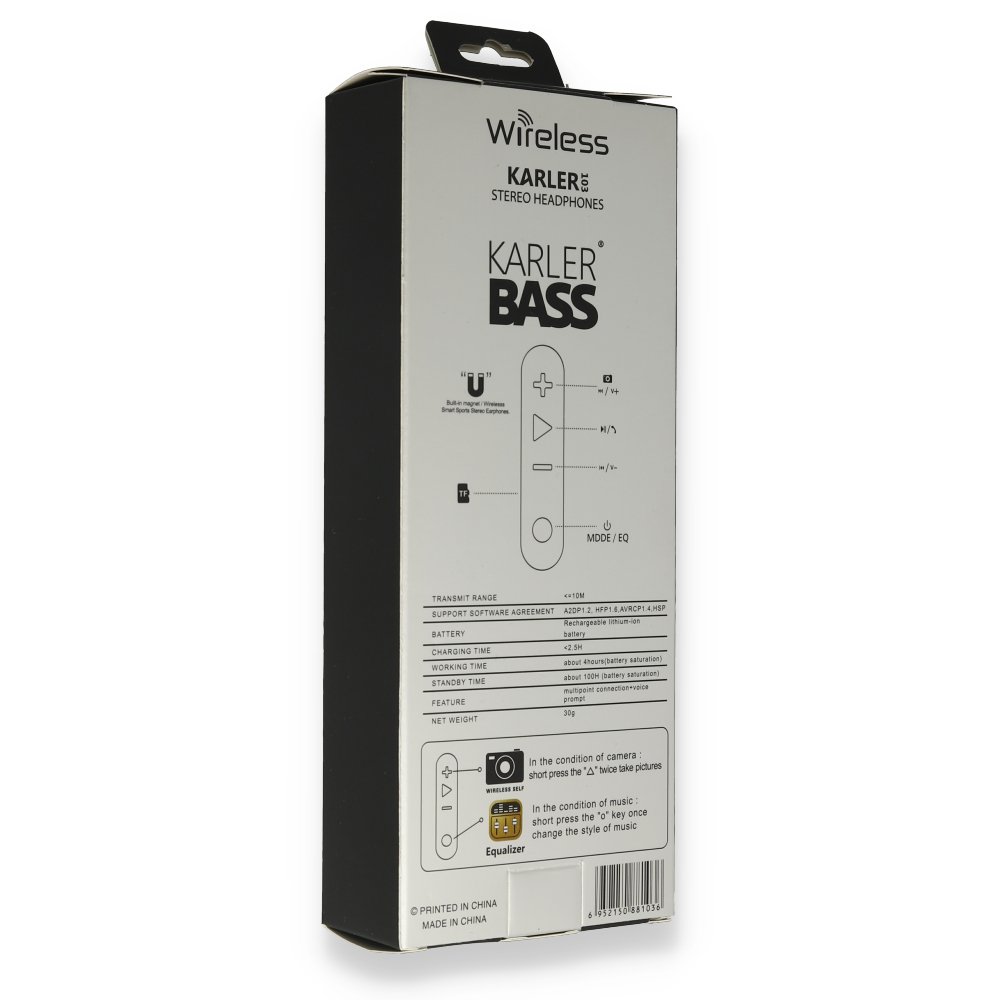 Karler Bass KR103 Kablosuz Kulaklık - Siyah