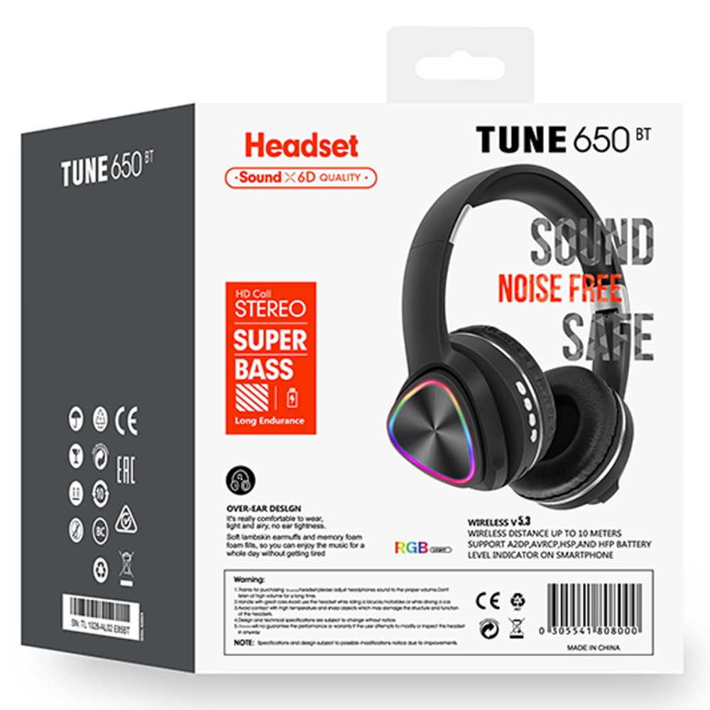 Karler Bass Tune 650 BT RGB Kablosuz Kafaüstü Kulaklık - Siyah