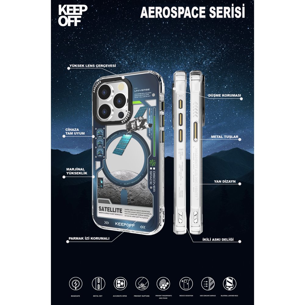 Keep Off iPhone 15 Pro Aerospace Magsafe Kapak - Satellite