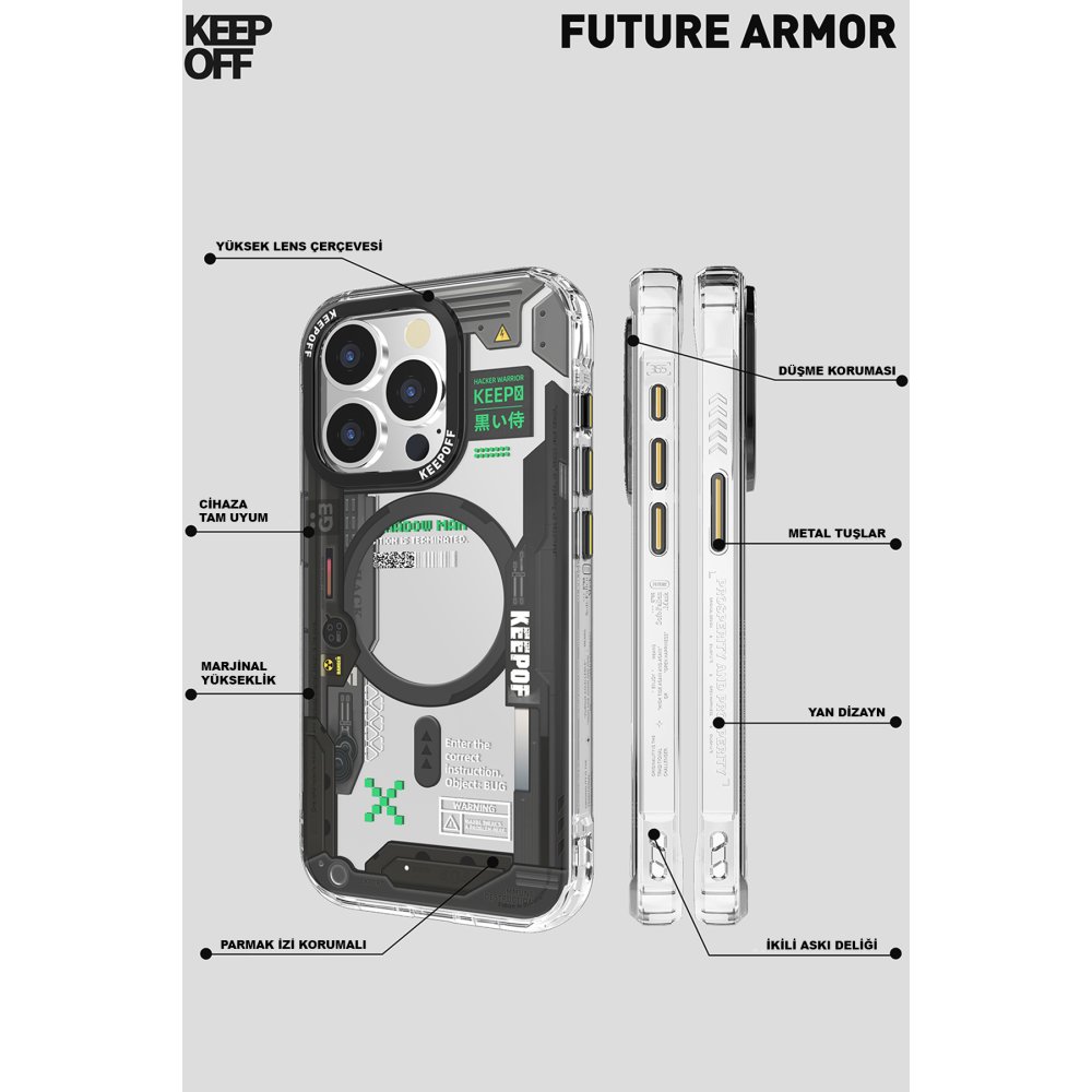 Keep Off iPhone 15 Pro Max Future Armor Magsafe Kapak - Advance Attack