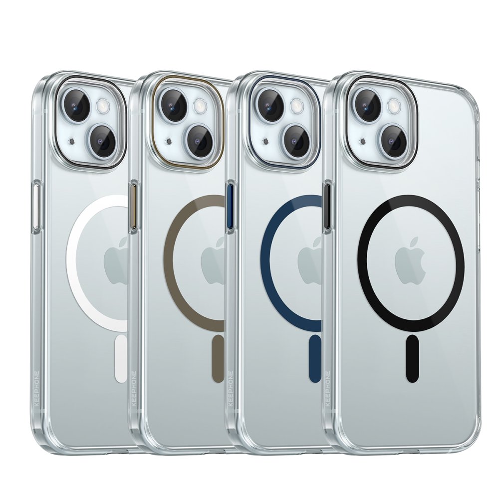 Keephone iPhone 15 Aurora Şeffaf Magsafe Kılıf - Mavi