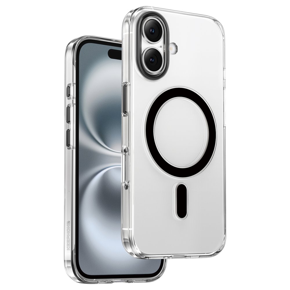 Keephone iPhone 16 Aurora Şeffaf Magsafe Kılıf - Siyah Titanyum